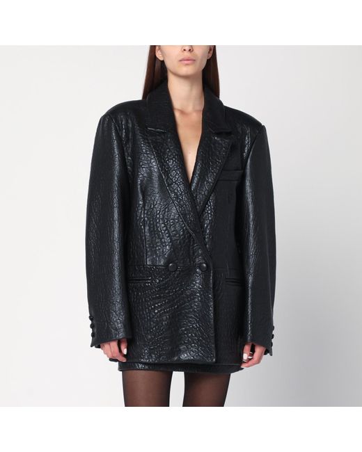 Cassell Black Double-Breasted Leather Jacket