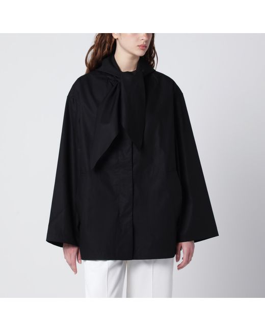 Totême Black Jacket With Organic Cotton Scarf