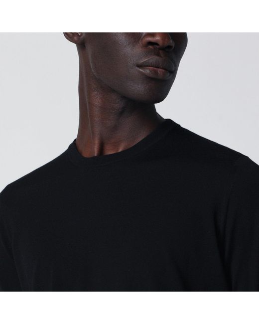 Drumohr Black Wool Crew-Neck Sweater for men