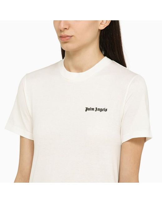 T-shirt bianca in cotone con logo di Palm Angels in White