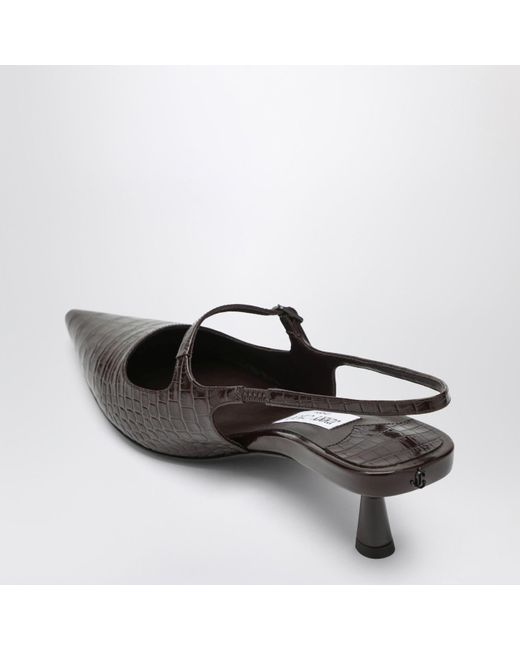 Jimmy Choo Black Didi 45 Brown Crocodile Effect Neckline