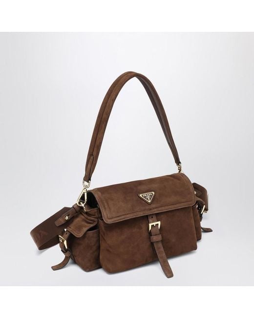 Borsa a spalla explore medium di Prada in Brown