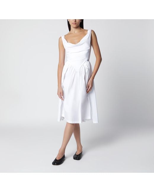 Vivienne Westwood White Sunday Midi Cotton Poplin Dress