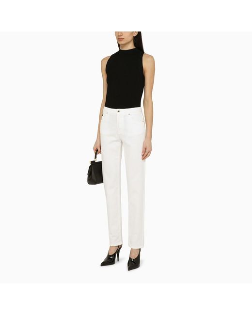 Pantalone regolare bianco in cotone di Dolce & Gabbana in White