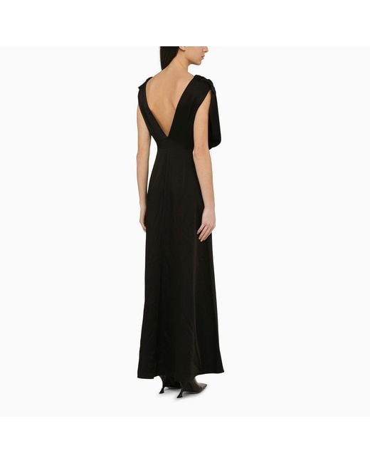 Jil Sander Black Long Dress With Ruffles