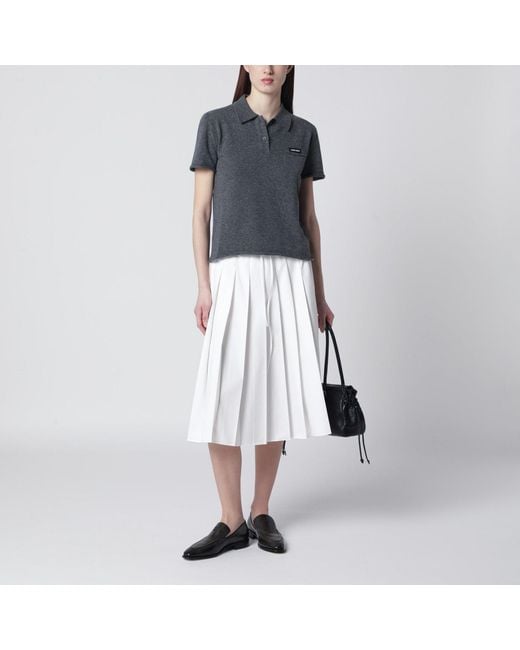 Miu Miu Blue Slate Cashmere Polo Shirt