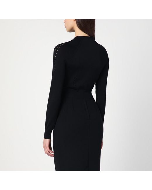 Dolce & Gabbana Black Schwarze Strickjacke Mit Lochmuster-Details