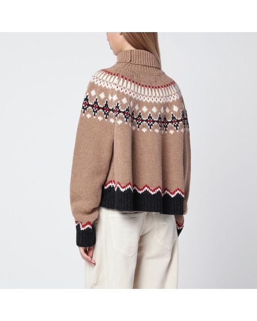Alanui Brown Beiger Rollkragenpullover Mit Fair-Isle-Muster