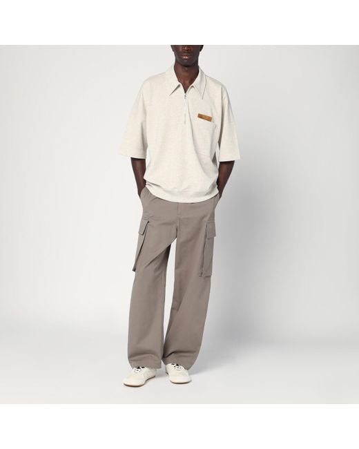 Bottega Veneta Natural Sea Salt Mélange Cotton Polo for men