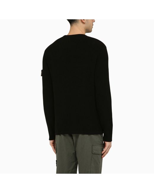 Stone Island Black Crew-neck Pullover With Logo for men