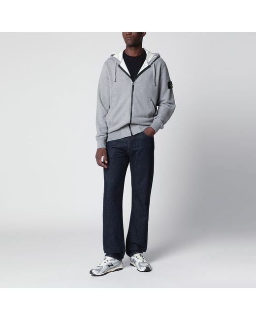 Stone Island Gray Mélange Cotton Hoodie for men