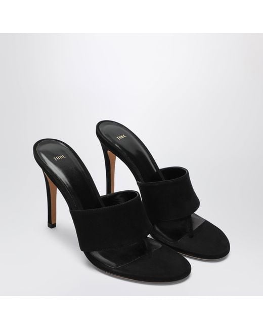Jude Black Nubuck Leather Thong Sandals