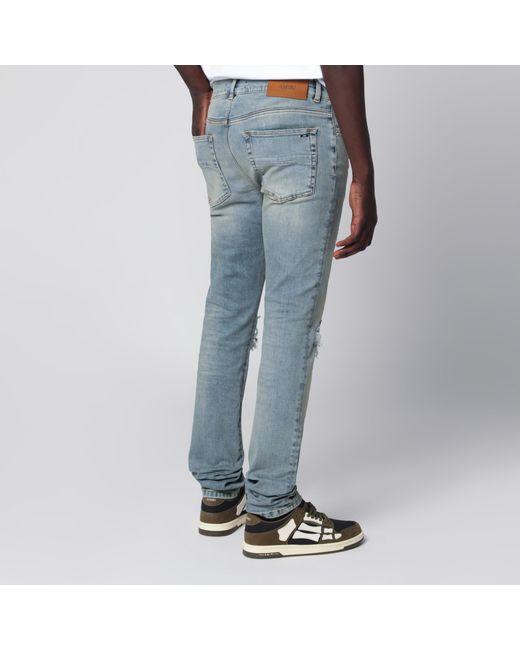 Amiri Blue Mx1 Distressed Flannel-Patched Jeans for men