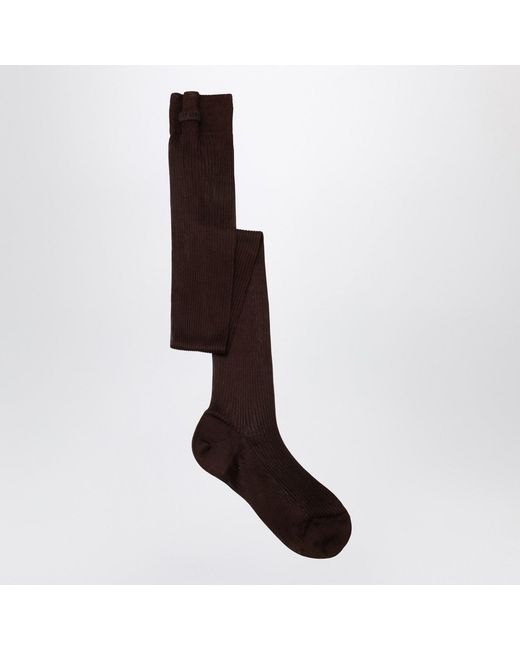 Miu Miu Brown Cocoa-Coloured Silk-Blend Socks