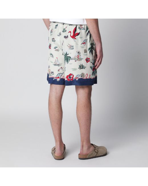 DSquared² Blue Bermuda Shorts With Tropical Print for men