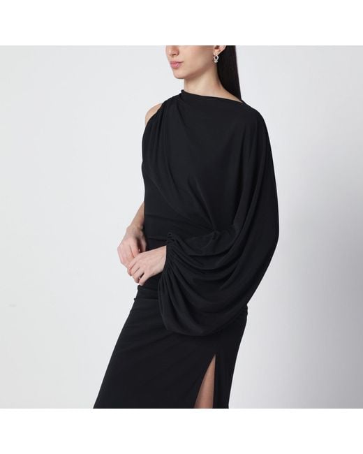 ANDAMANE Black Selene One Shoulder Long Dress