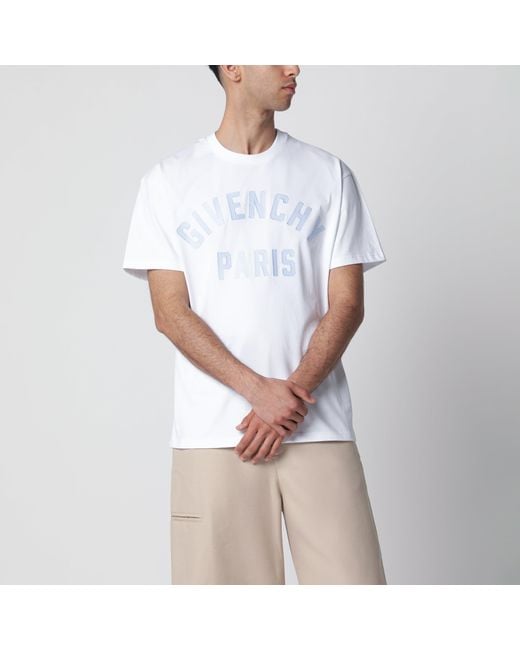 Givenchy White T-Shirt With Logo Embroidery for men