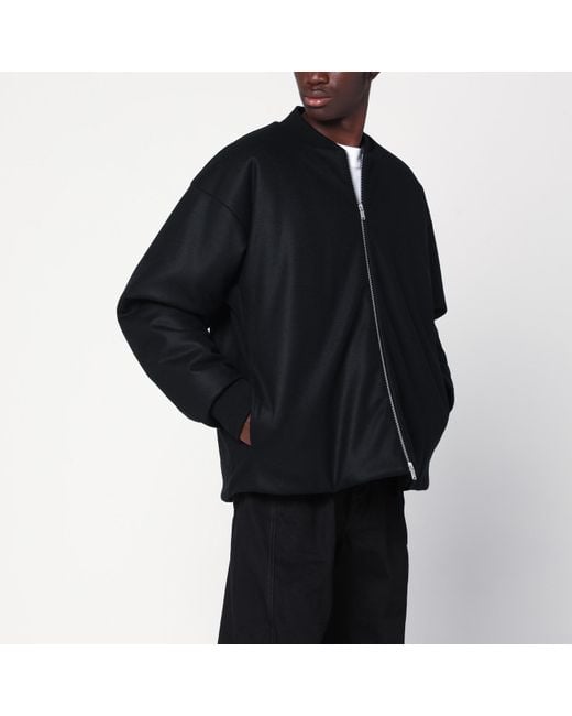 Jil Sander Black Wool Bomber Jacket for men