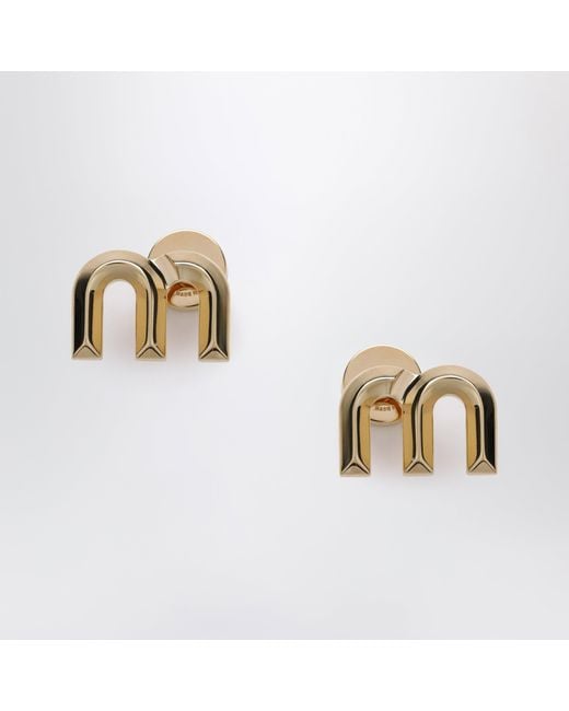 Miu Miu Metallic Brass Earrings