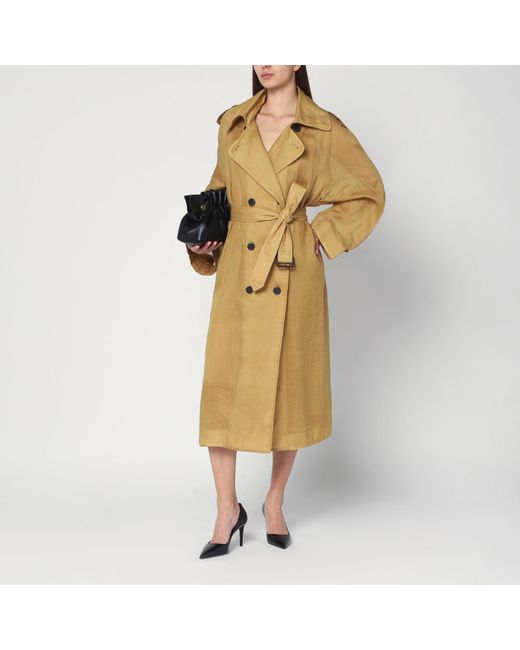 MKDT STUDIO Yellow Double-Breasted Cici Trench Coat