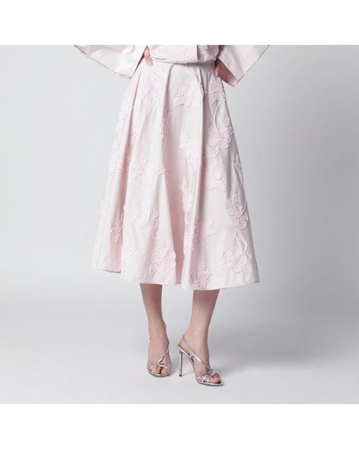 ROTATE BIRGER CHRISTENSEN Pink Orchid Skirt With Floral Embroidery