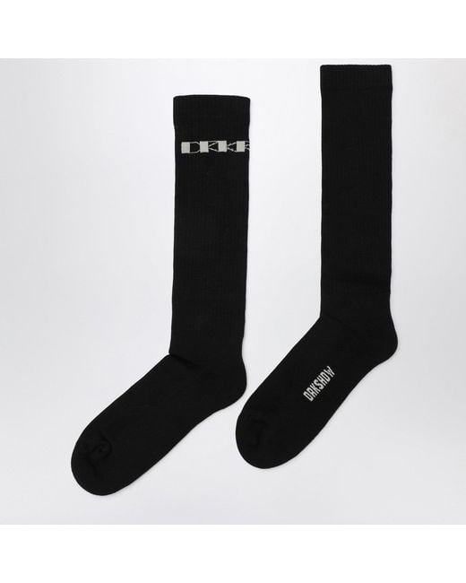 Rick Owens Black Cotton Socks With Logo for men