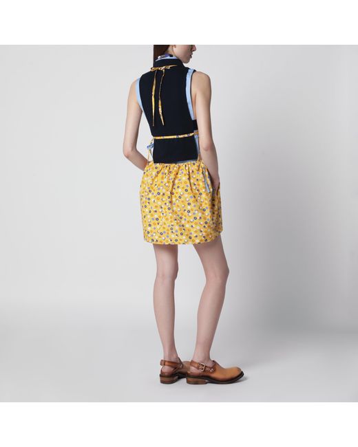 Miu Miu Yellow Floral Cotton Poplin Dress