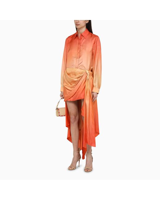 Zimmermann Orange Tranquility Draped Mini Skirt In Fields Silk