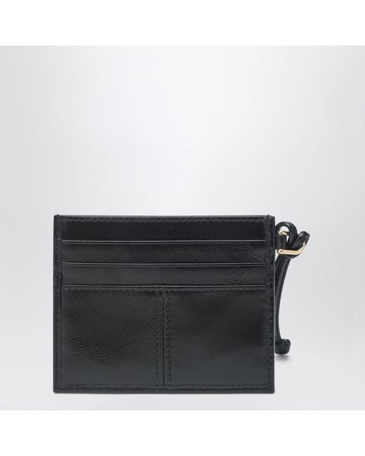 Prada Black Leather Card Holder With Triangle Logo