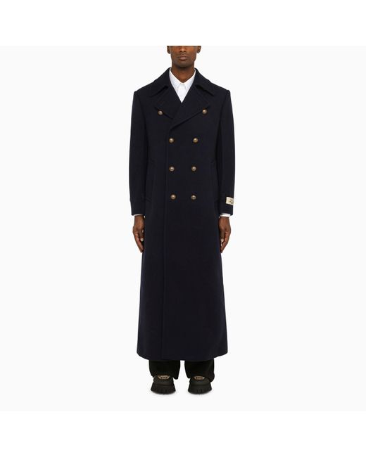 Gucci Blue Wool Long Double-breasted Coat for men