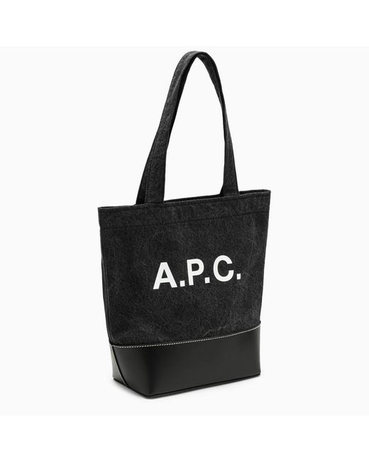 Borsa tote piccola axel nera in cotone con logo di A.P.C. in Black da Uomo