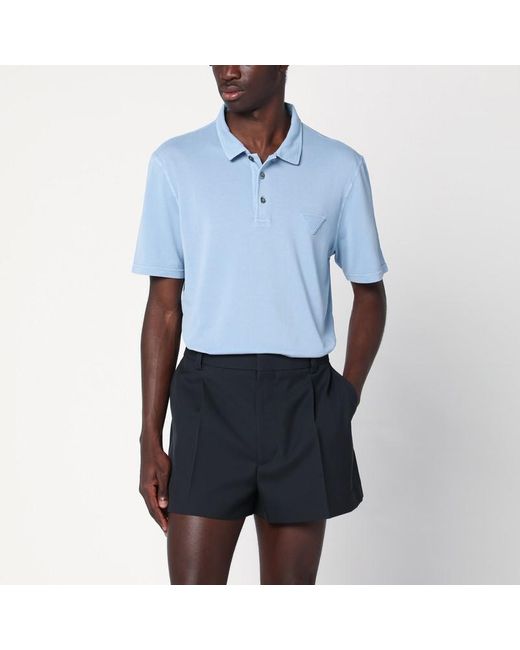 Prada Blue Light Piquet Polo Shirt for men