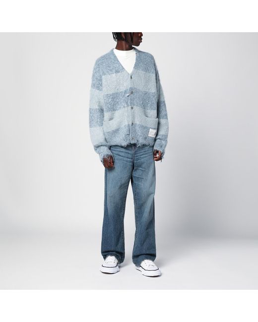 Maison Mihara Yasuhiro Blue Striped Mohair-Blend Cardigan for men