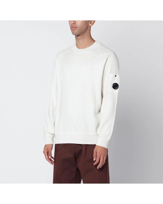 C P Company White Wool And Cotton Sweater for men