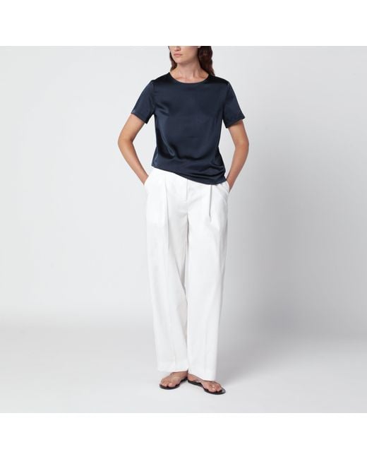 Weekend by Maxmara Blue Satin Crew Neck T-Shirt