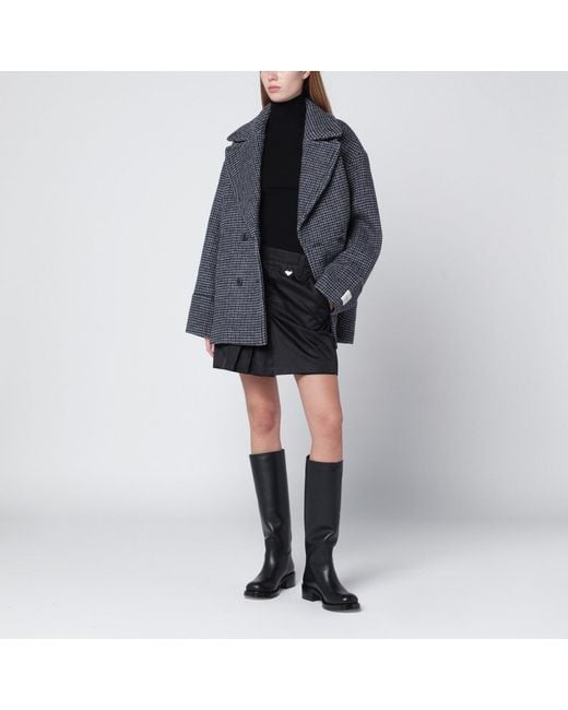 Calvin Klein Blue Doublebreasted Houndstooth Coat