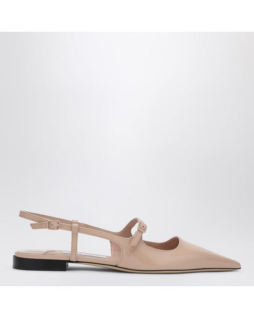 Scarpa didi flat nude in vernice di Jimmy Choo in Pink