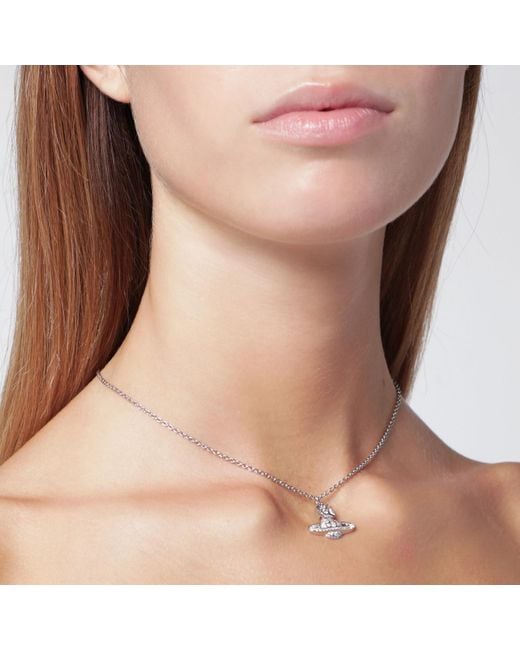 Vivienne Westwood Metallic Platinum Orb Pendant Necklace With Crystals