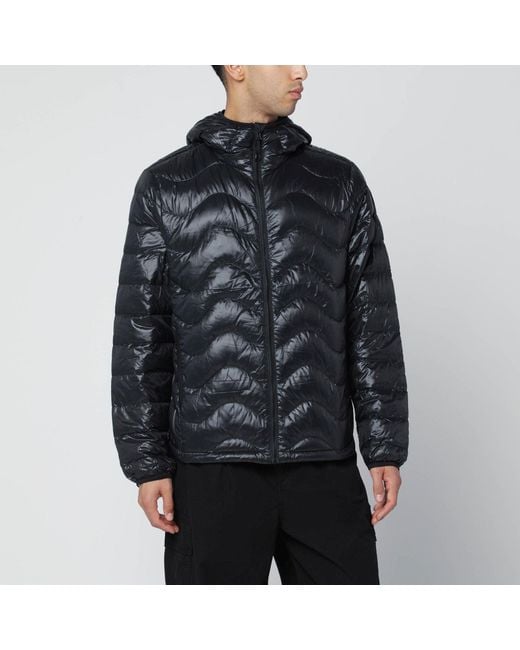 Purple Mountain Observatory Black Waves Hooded Puffer Jacket for men