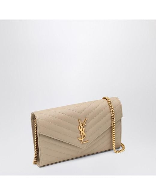 Saint Laurent Natural Cassandre Chain Clutch