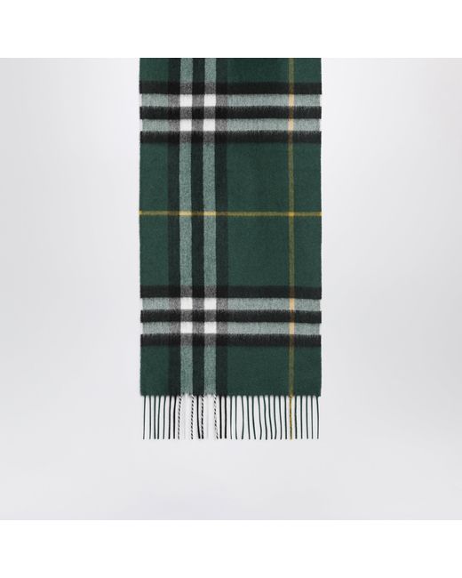 Burberry Green Cashmere Check Scarf