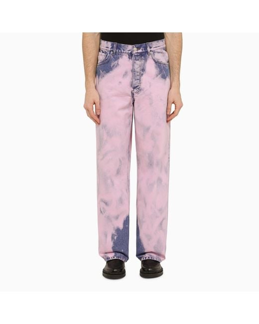 Dries Van Noten Pine Pink Tie-dye Jeans for men