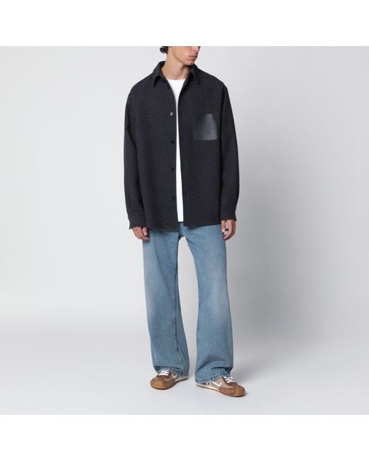 Loewe Black Dark Shirt Jacket With Anagram Pocket for men
