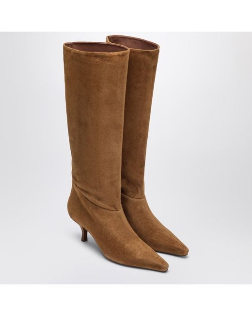Paris Texas Brown Knee-High Cognac Goat Suede Boots