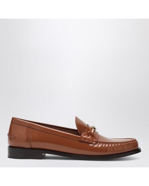 Ferragamo Brown Mokassin Mit Kette Aus Leder