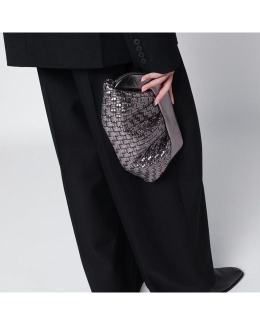 THEMOIRÈ Gray Gewebte Silberne Clutch