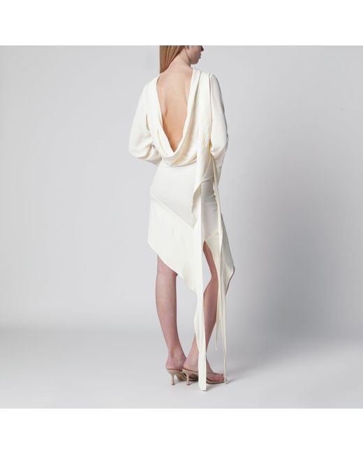 Francesco Murano White Asymmetric Silk-Blend Dress