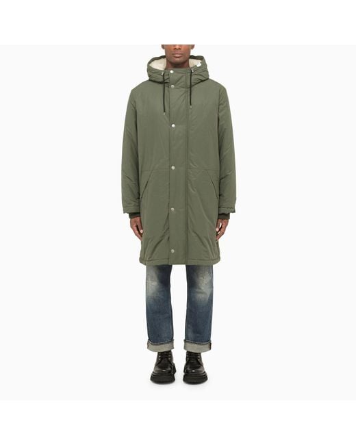 A.P.C. Military Parka Jacket With Hood in Green for Men | Lyst