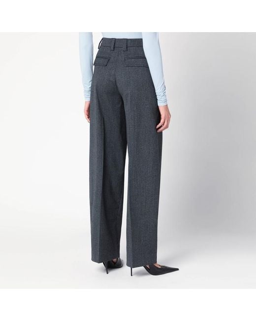 Thelatest Blue Wide Wool-Blend Trousers