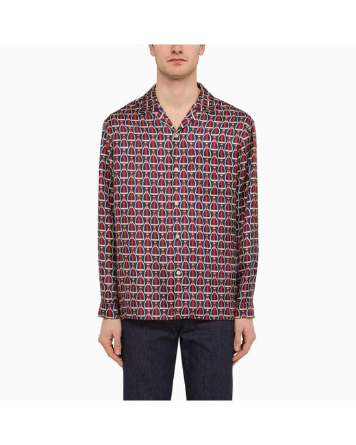 Gucci /red Silk Print Shirt for men